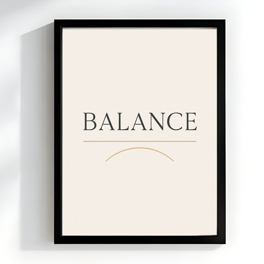 Balance Typography Quote | Minimalist Zen Wall Art | Beige & Gold Neutral Decor | Office & Yoga Room | Printable Wall Art