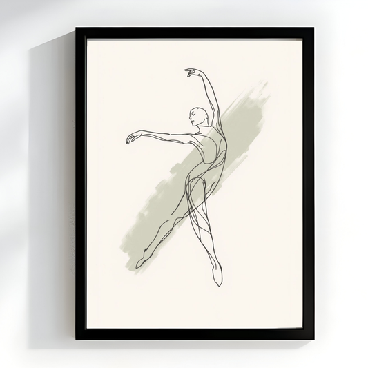 Minimalist Ballet Dancer Line Art, Neutral Figure Outline, Modern Aesthetic Room Decor, Printable Wall Art, Digital Download