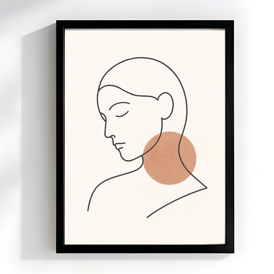 Abstract Woman Face Line Art | Terracotta Boho Female Portrait | Modern Minimalist Bedroom Decor | Digital Download | Printable Wall Art
