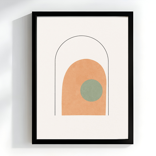 Geometric Terracotta Arch & Sage Green Circle Art | Boho Minimalist Abstract Print for Modern Home Decor | Mid-Century Modern | Printable Wall Art