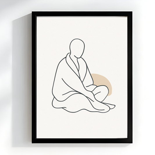 Minimalist Meditation Line Art Print | Peaceful Seated Figure
