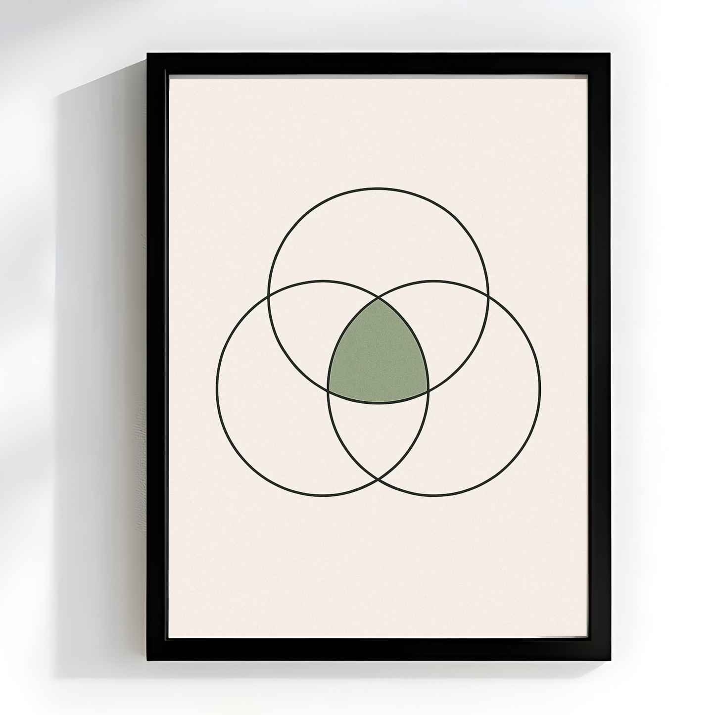 Geometric Intersecting Circles | Minimalist Modern Art Sage Green | Neutral Living Room Office Decor | Printable Wall Art