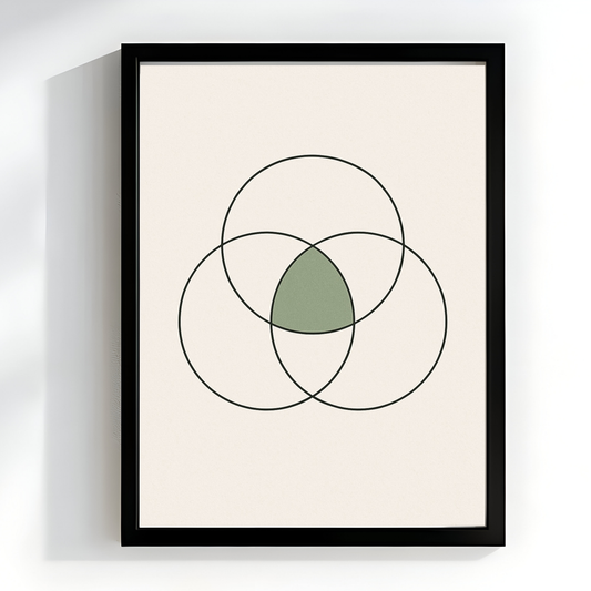 Geometric Intersecting Circles | Minimalist Modern Art Sage Green | Neutral Living Room Office Decor | Printable Wall Art