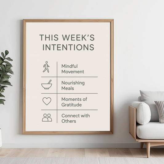 Minimalist "This Week's Intentions" Printable Wall Art, Neutral Wellness Checklist, Modern Scandi Home Office Decor, Mindfulness Poster